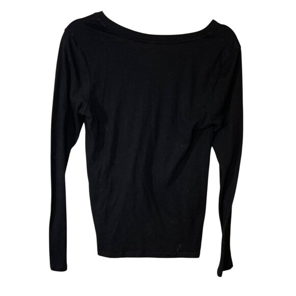 Altar'd State T-Shirt Top Long Sleeve Twist Front Black XS Extra Small - Picture 2 of 6